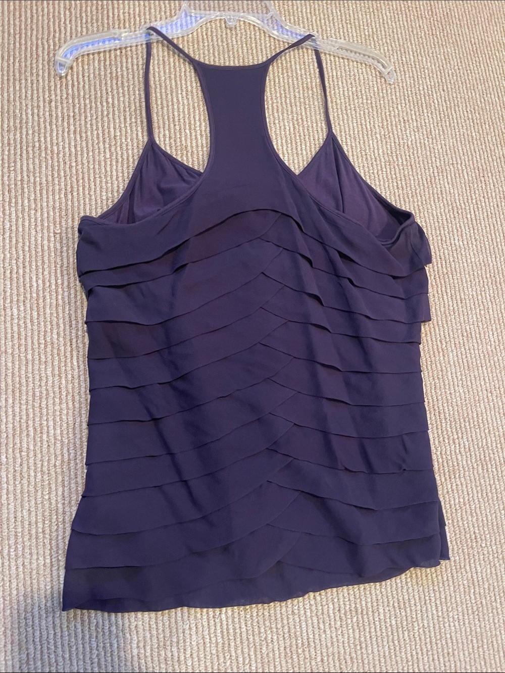 Tiered Ruffle Racerback Tank Top - Plum - Picture 7 of 8